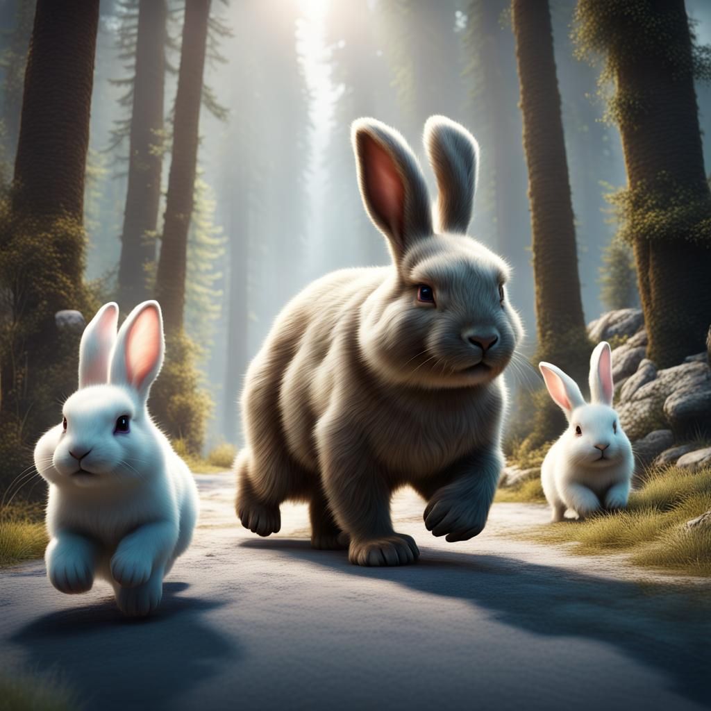 Bear and Rabbits Fantasy Concept Art