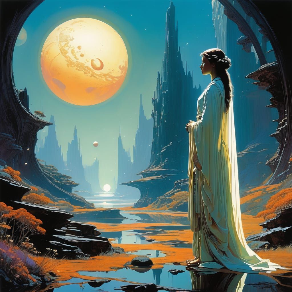 Mystical Being in Ethereal Landscape Art