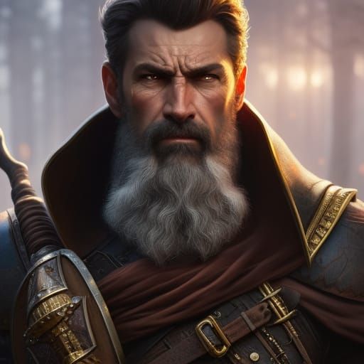 Elderly Bandit Portrait in Dark Fantasy Style