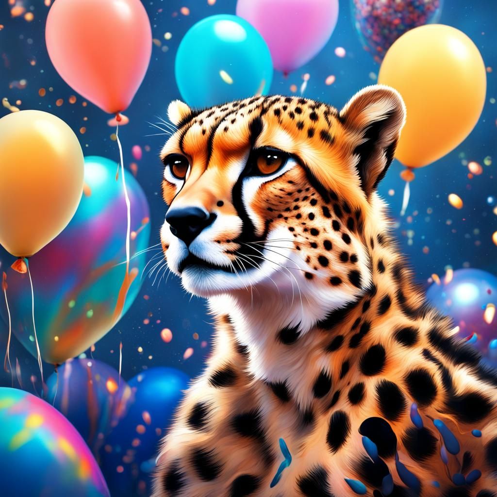 Cheetah Celebrates Birthday in Astral Holographic Style