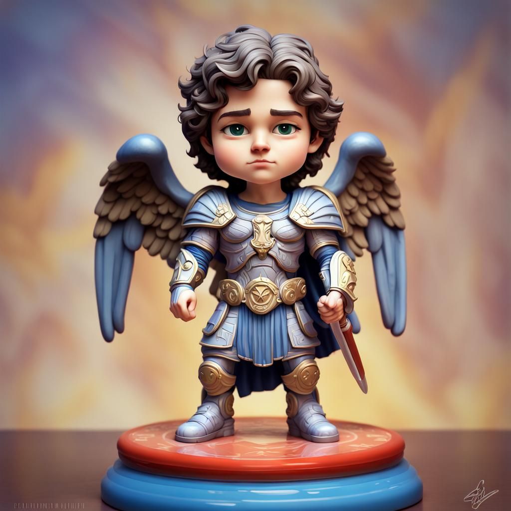 Archangel Michael Bobblehead Figurine in Splash Art Style