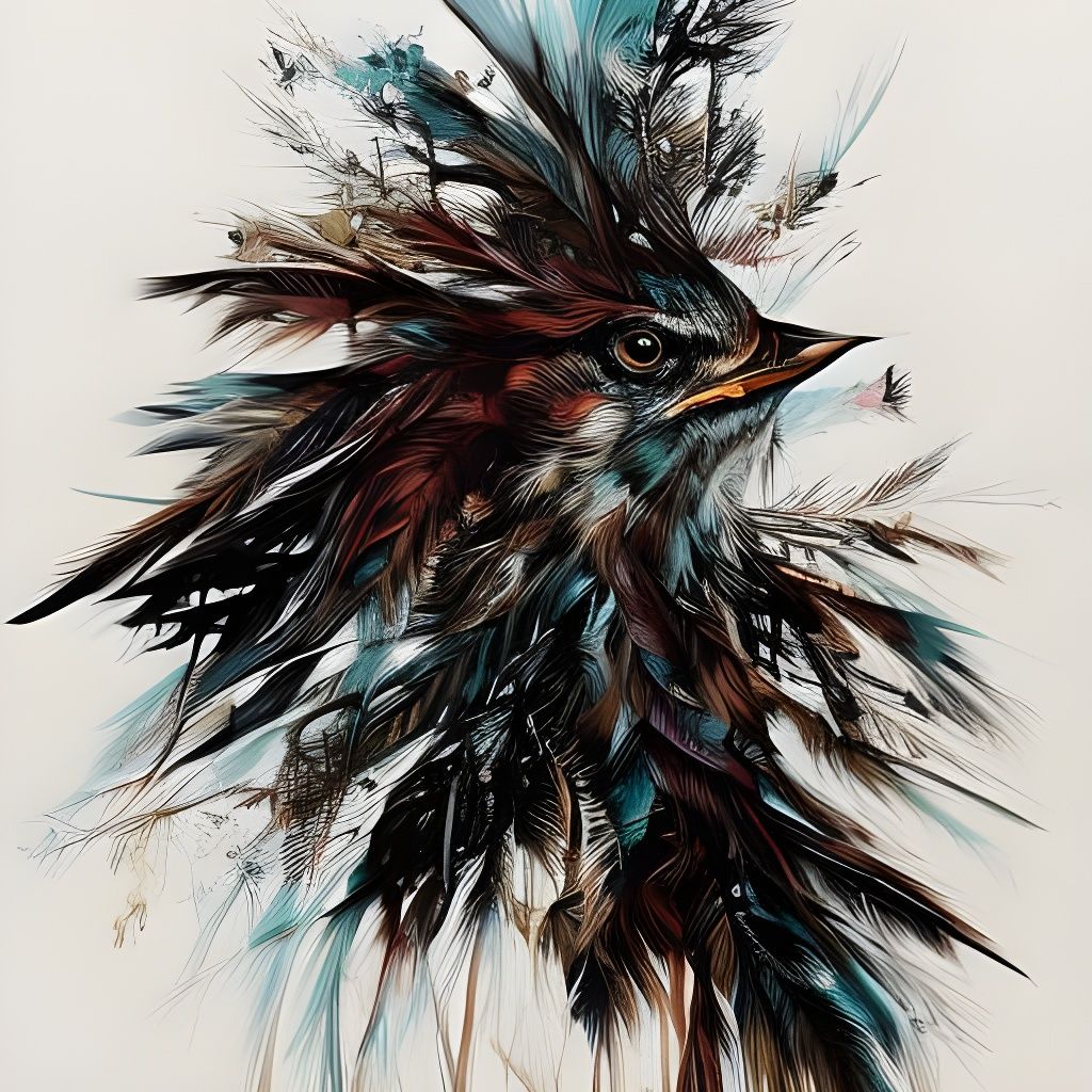 Hyperrealistic Inkblot Sparrow Portrait