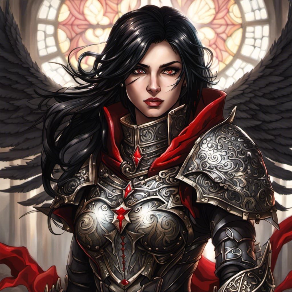 Gorgeous Anime Templar in Detailed Armor