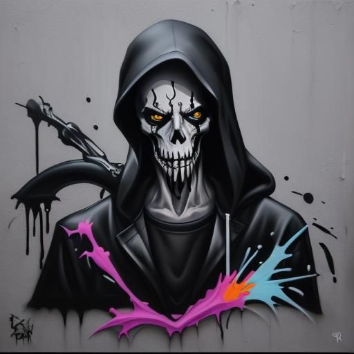 Colorful Graffiti Art of the Grim Reaper