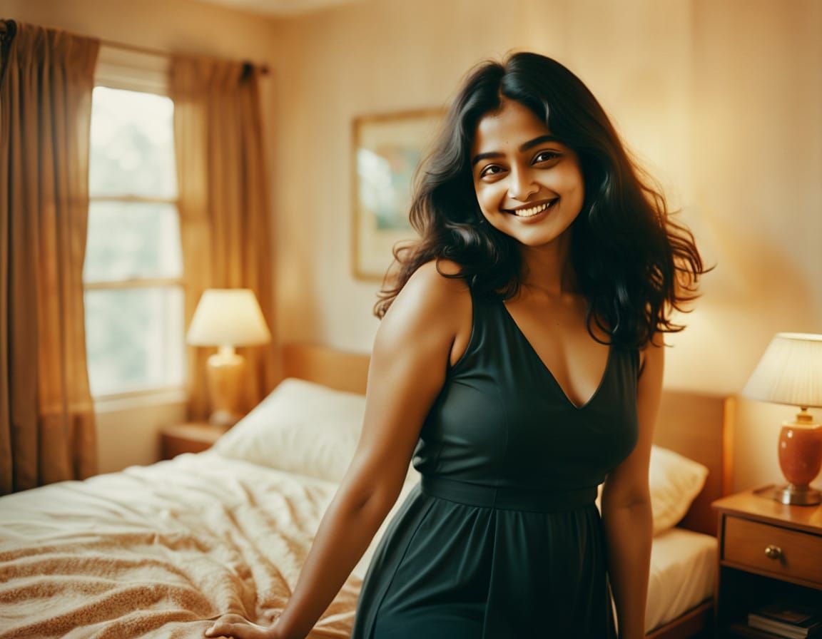 Gentle Indian Beauty in Cozy 70s-Inspired Moment