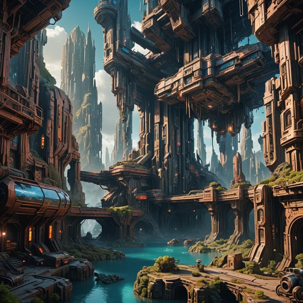 Detailed Science Fiction Matte Painting in 8K