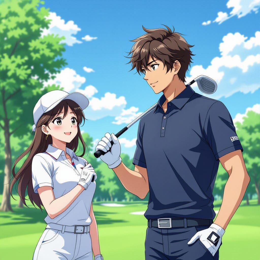 Anime Golf Game with Kevin on Sunny Day