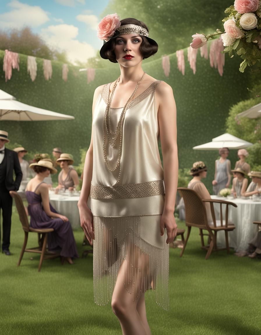 1920s Flapper at Garden Party: Photo Realistic