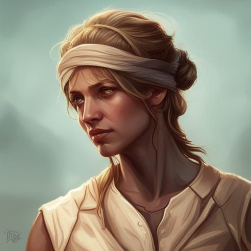 Tired Mother and Sons: Detailed Portrait