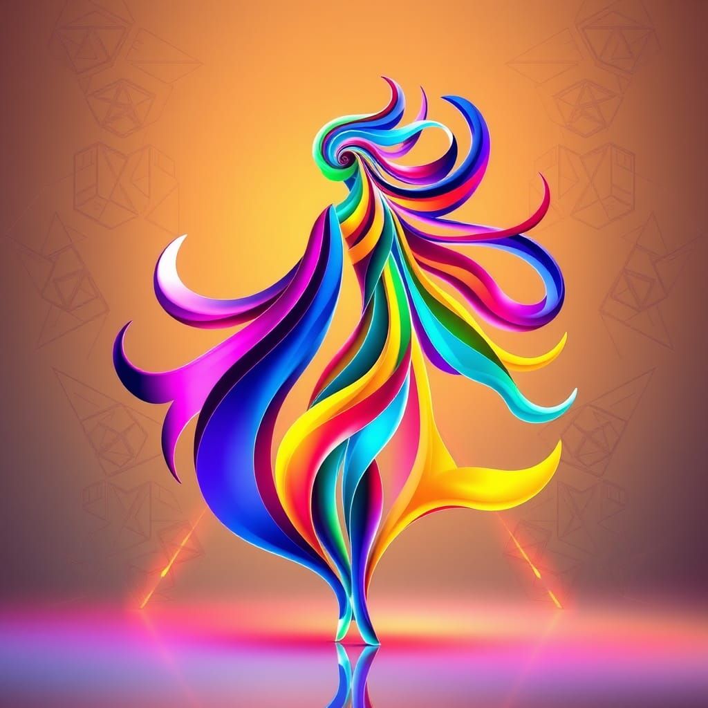 Abstract Figure Embodying Unity and Diversity in Digital Art