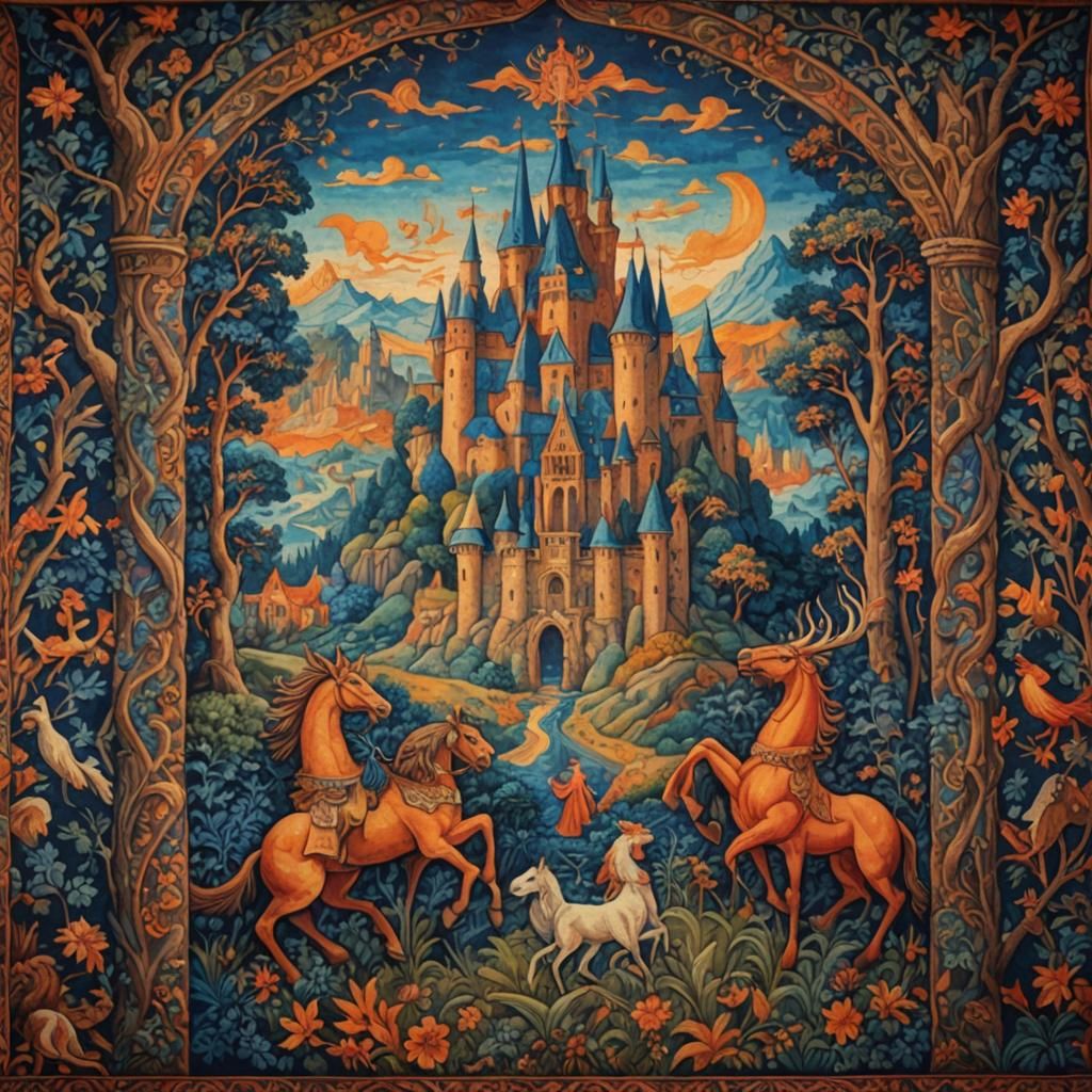 Detailed Medieval Tapestry in Fauvist Style