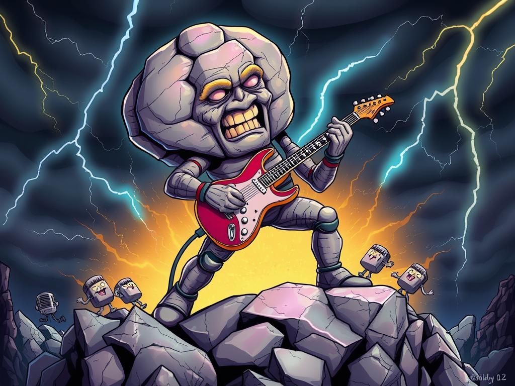 Rock Musician Plays Electric Guitar on Stage