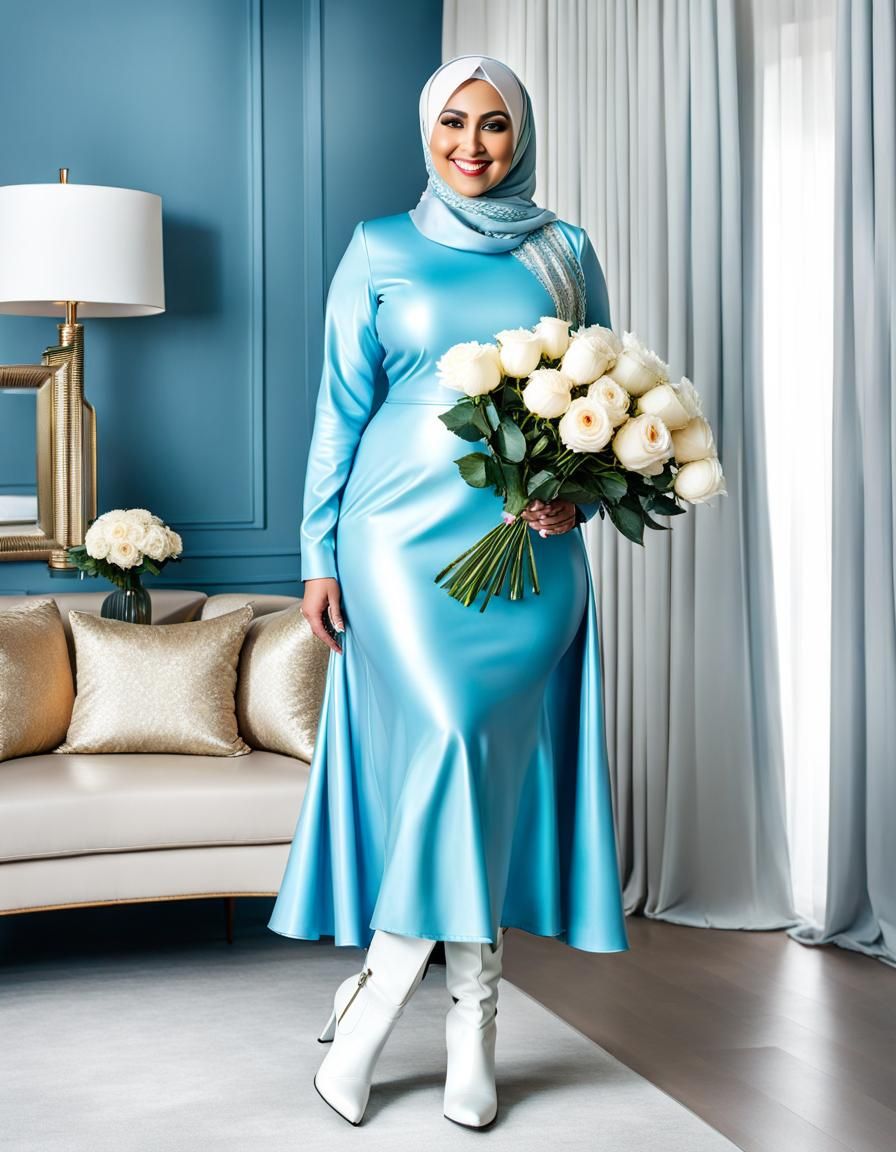 Elegant Hijabi Woman in Psychedelic Portrait