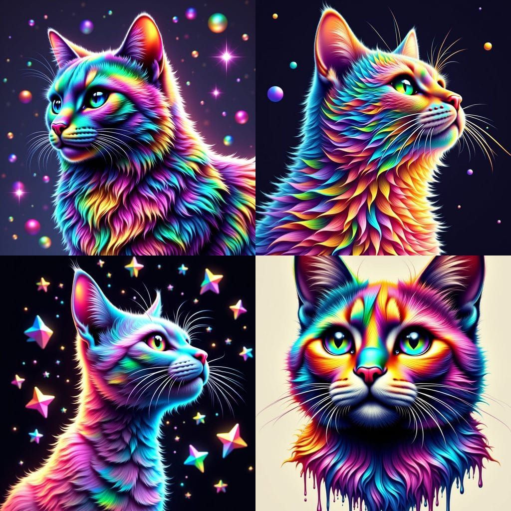 Vibrant Feline in Iridescent Hues