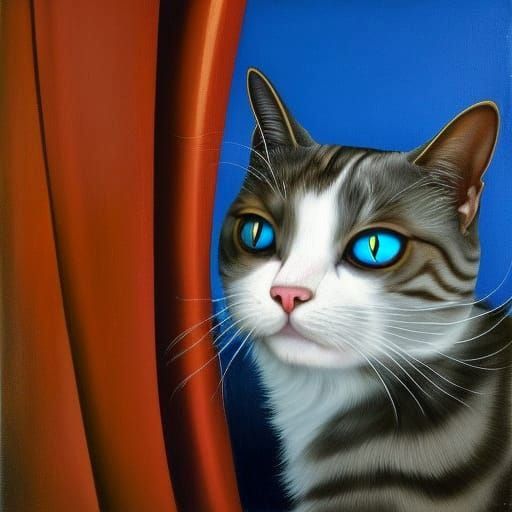 Mysterious Cat Eyes Gaze Through Window