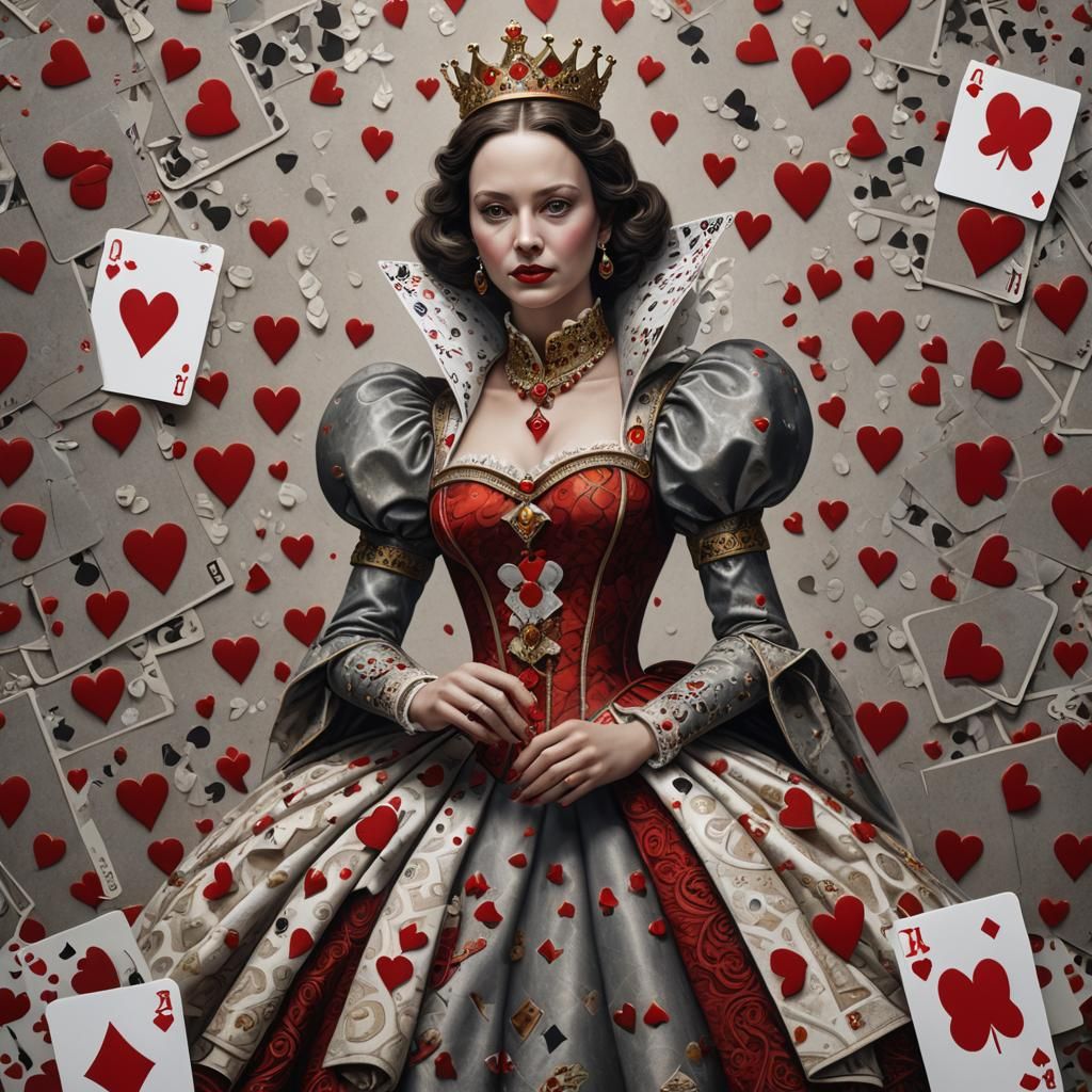 Queen of Hearts Card Beckons in Photorealistic Macro