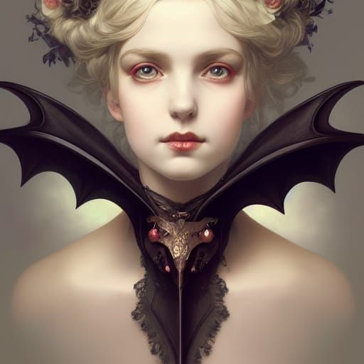 Victorian Succubus Portrait in Art Nouveau Style