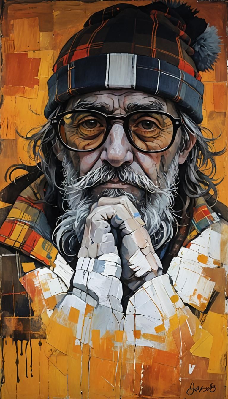 Man in Truck with Galactic Sky, Expressive Oil Painting