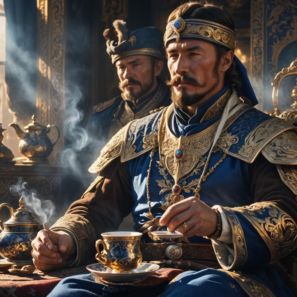 Cossack Sipping Tea: Fantasy Art