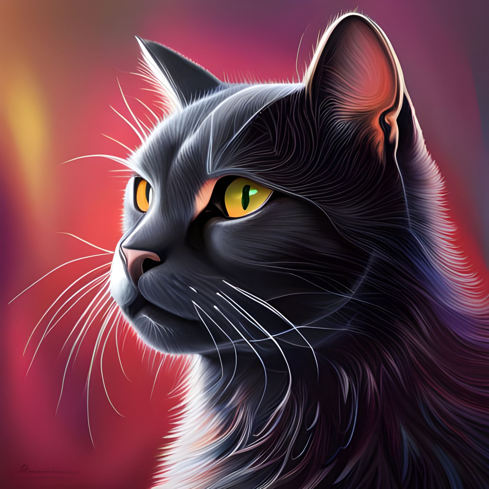 Hyperrealistic Sparkling Black Cat Portrait