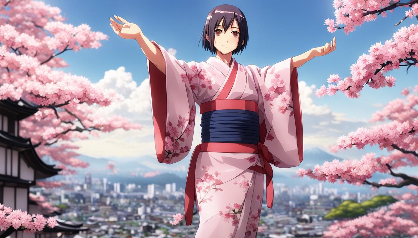 Giantess Sakura Haruno in Kimono
