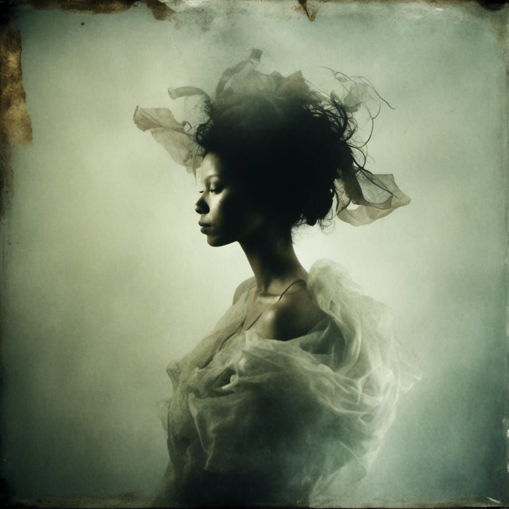 Urban Goddess Hera Portrait in Double Exposure Style