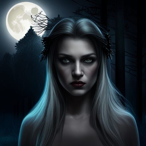 Victorian Witch in a Gothic Horror Forest