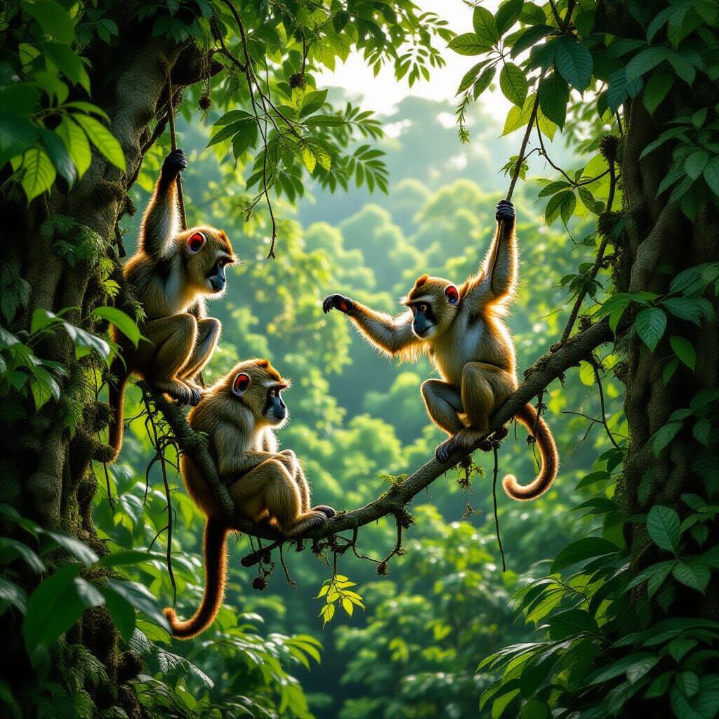 Monkeys in Tropical Trees: National Geographic Style