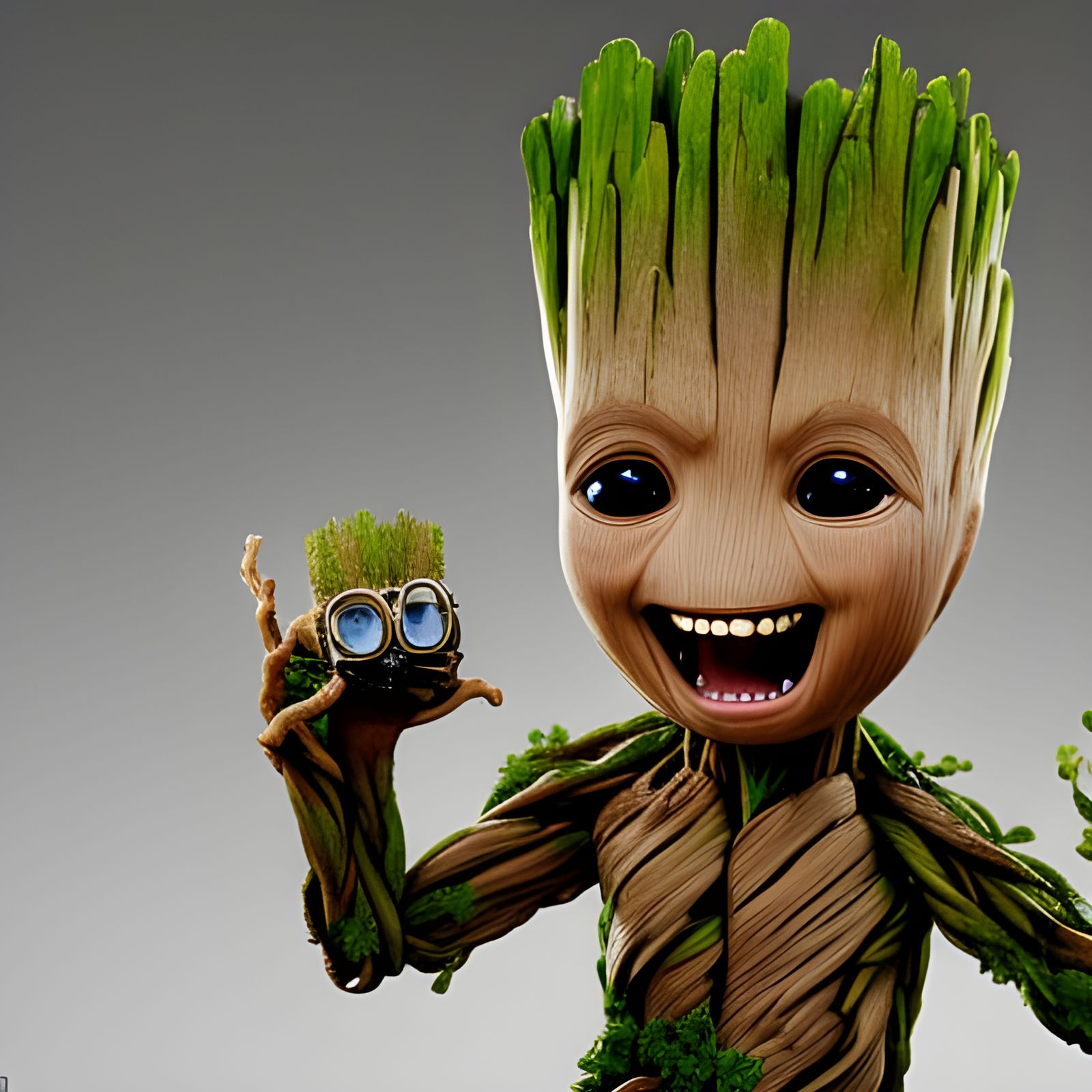 Adorable Chibi Groot with Gorgeous Eyes and Sparks