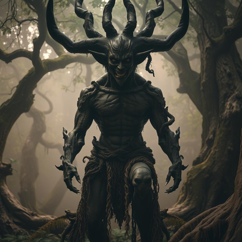 Mysterious Devil Tree in Mist-Shrouded Forest