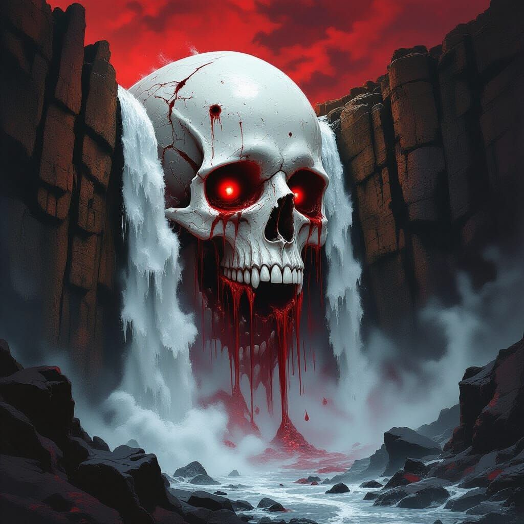 Gothic Macabre Waterfall of Bones and Blood