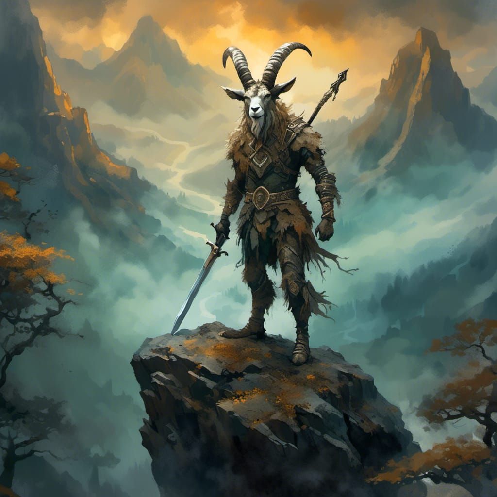 Goatman Warrior Portrait in High Fantasy Art