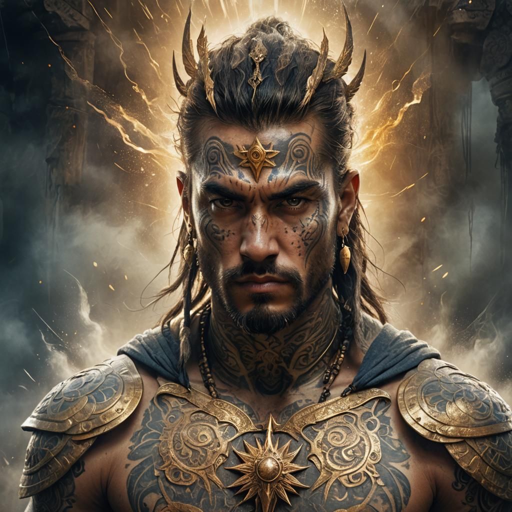 Mystical Warrior Portrait in Divine Light