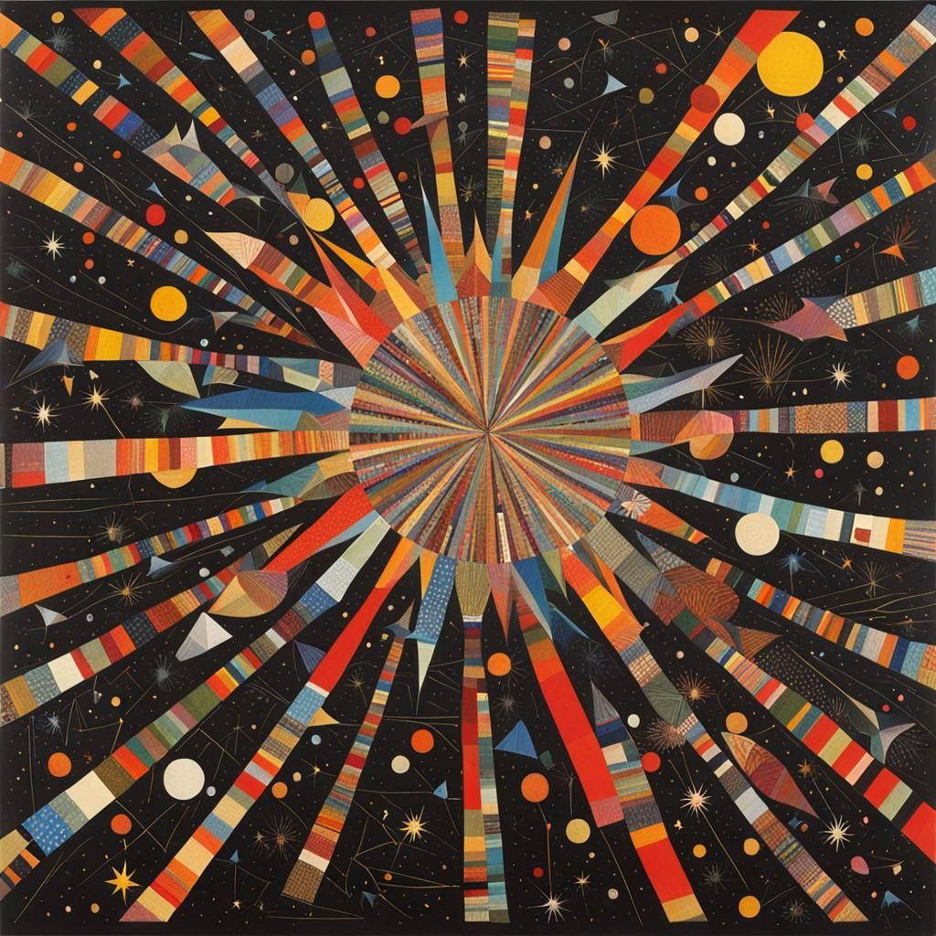 Abstract Geometric Collage in Mid-Century Modern Style