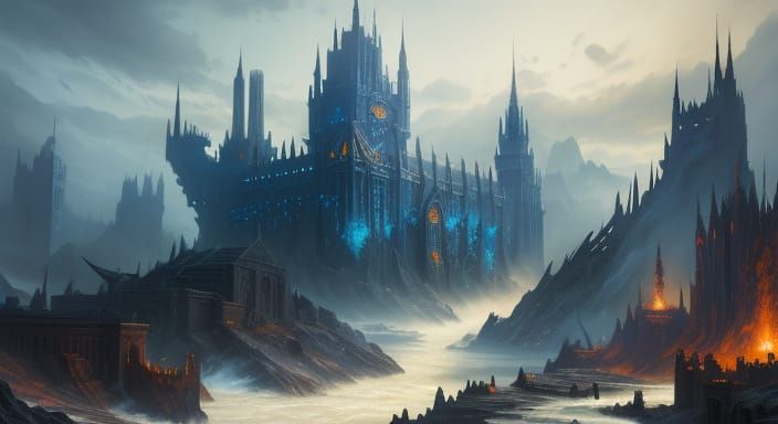 Epic Fantasy Realm in Vibrant Deep Color