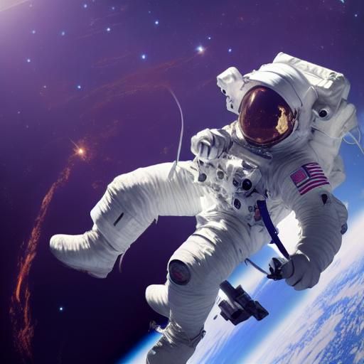 Astronaut Floating in Space from Satellite View