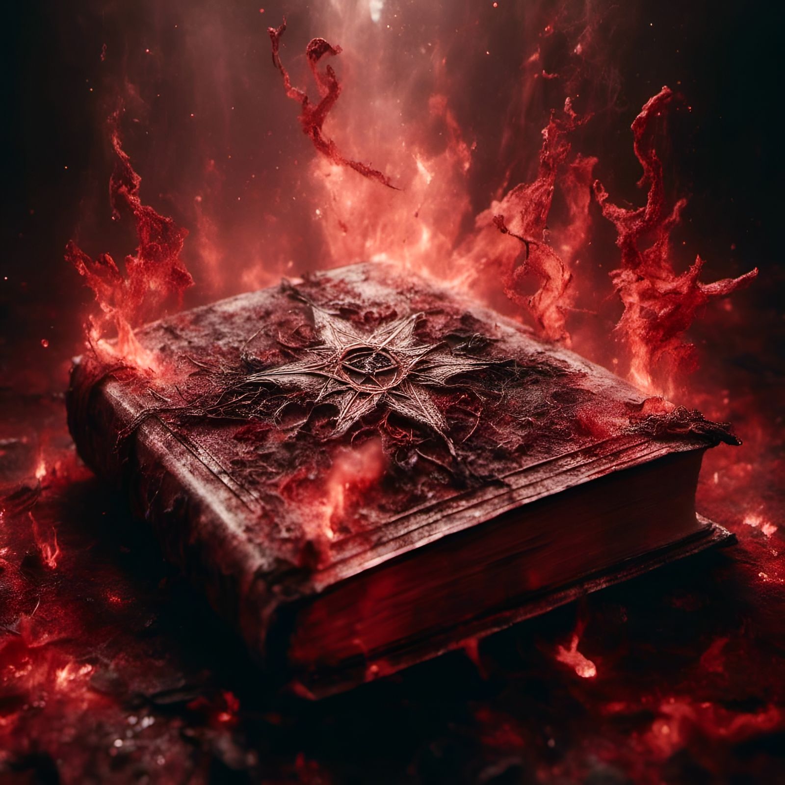 Infernal Tome Ablaze: A Macabre 3D Rendering