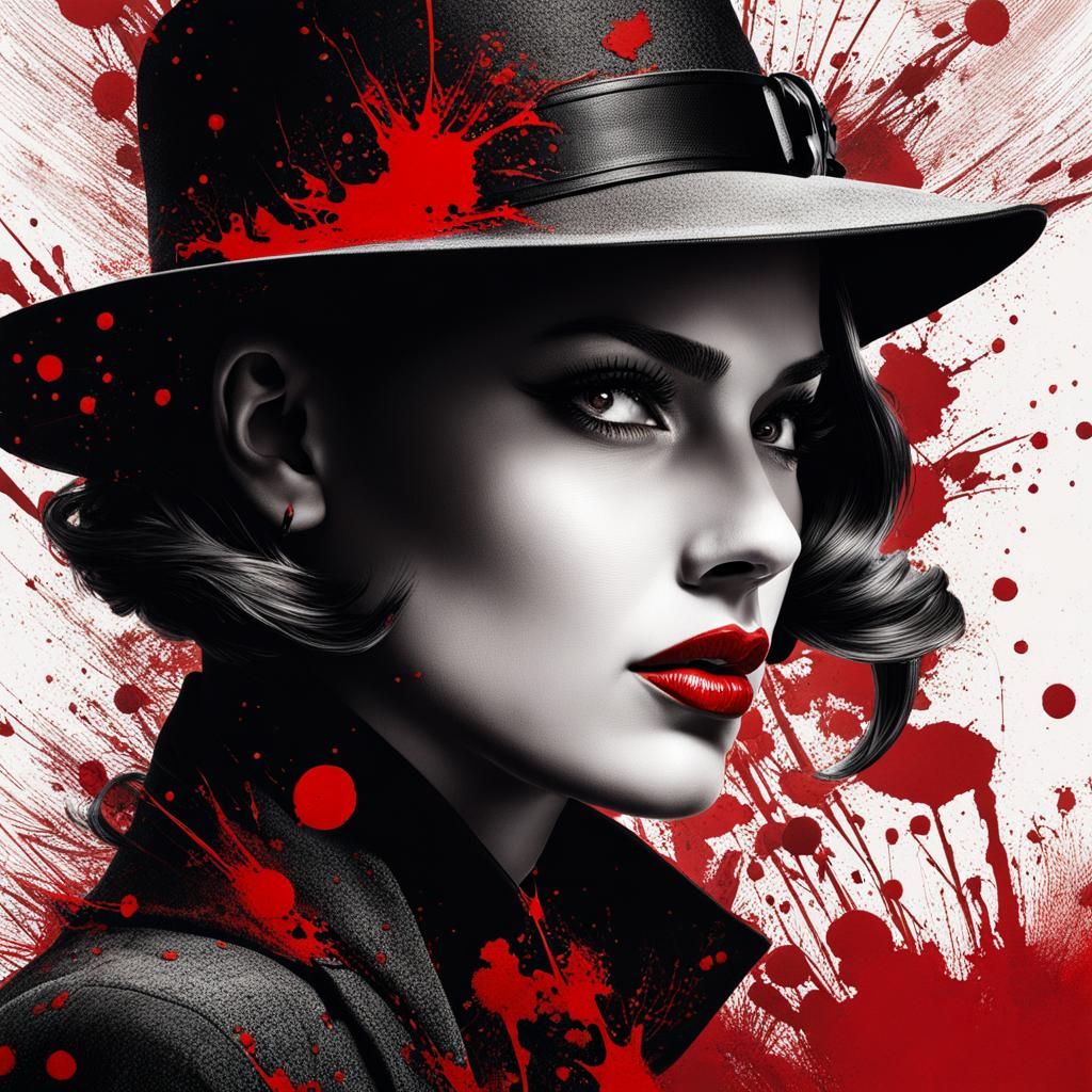 Ink Splatter Art: 1930s Detective Portrait