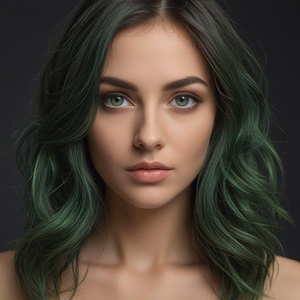 Italian Beauty with Green Eyes and Dark Hair in 8K