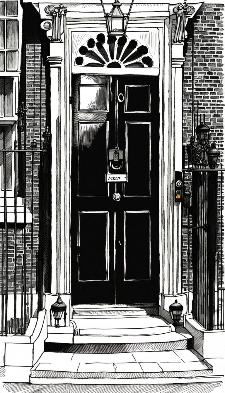 Pen Ink Illustration of 10 Downing Street