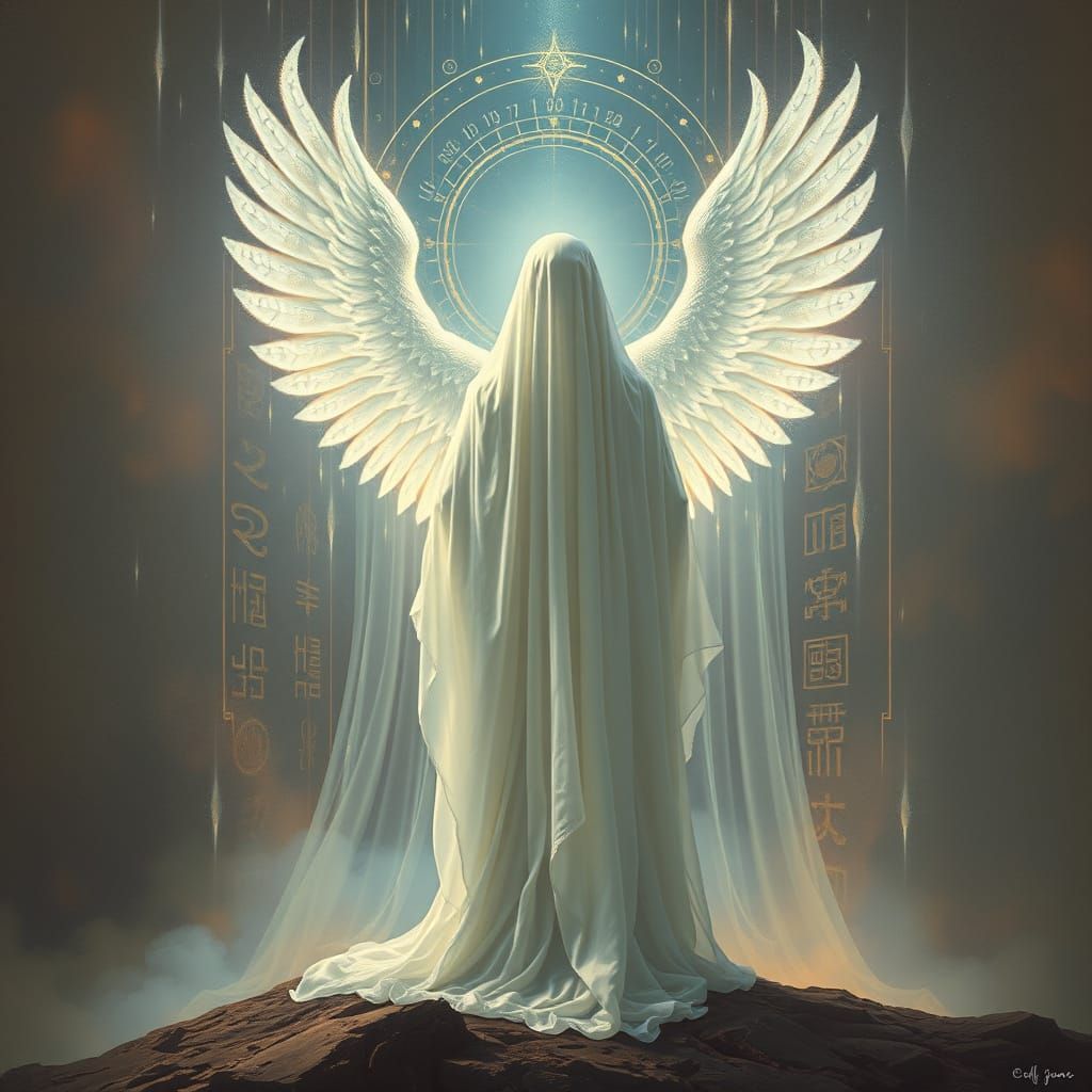 A sacred dislocation where glyphs are vessels of pre-memory,...