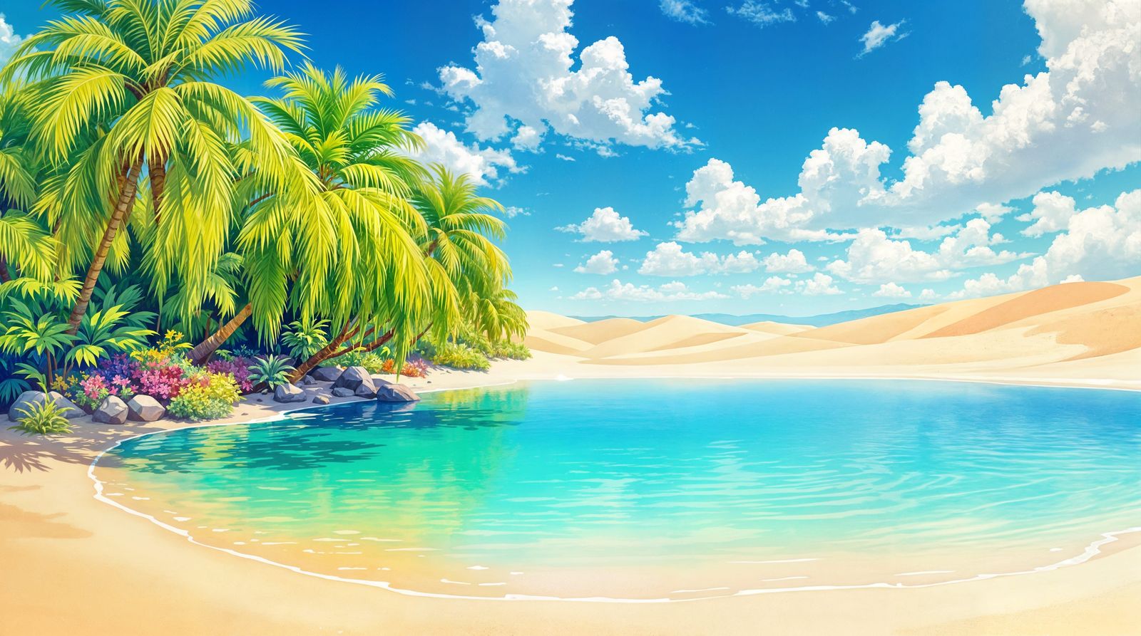 Vibrant Oasis Amidst the Desert Sands
