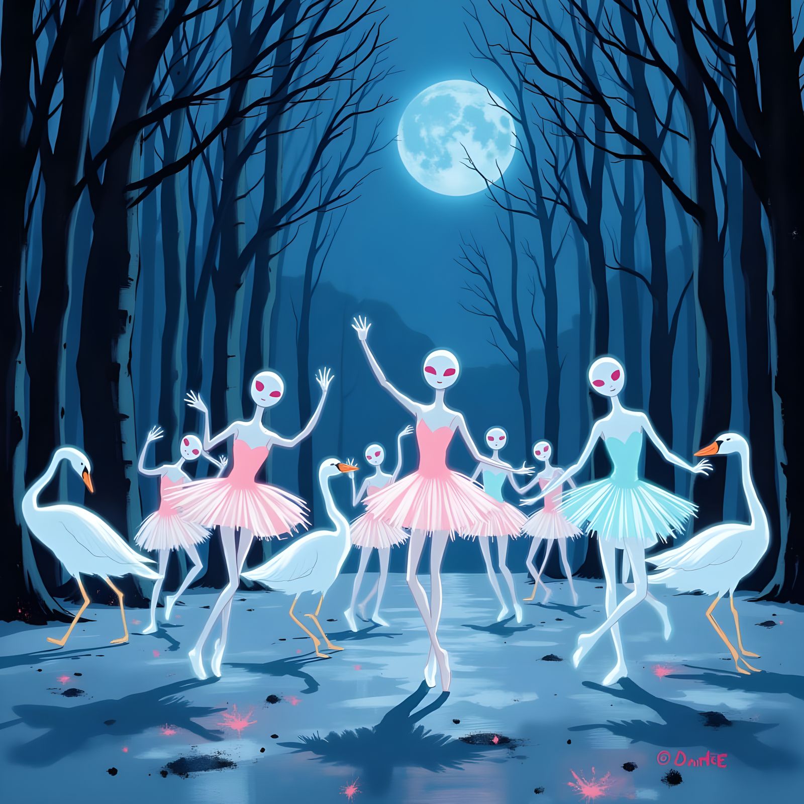 Aliens Vs Swan lake.