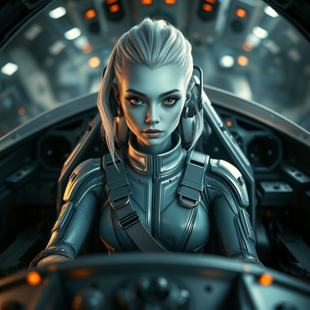 Ethereal Alien Pilot in Polished Cinematic Style