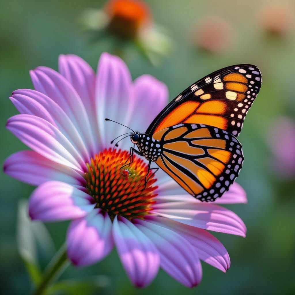 Macro Butterfly and Flower in Photorealistic Detail