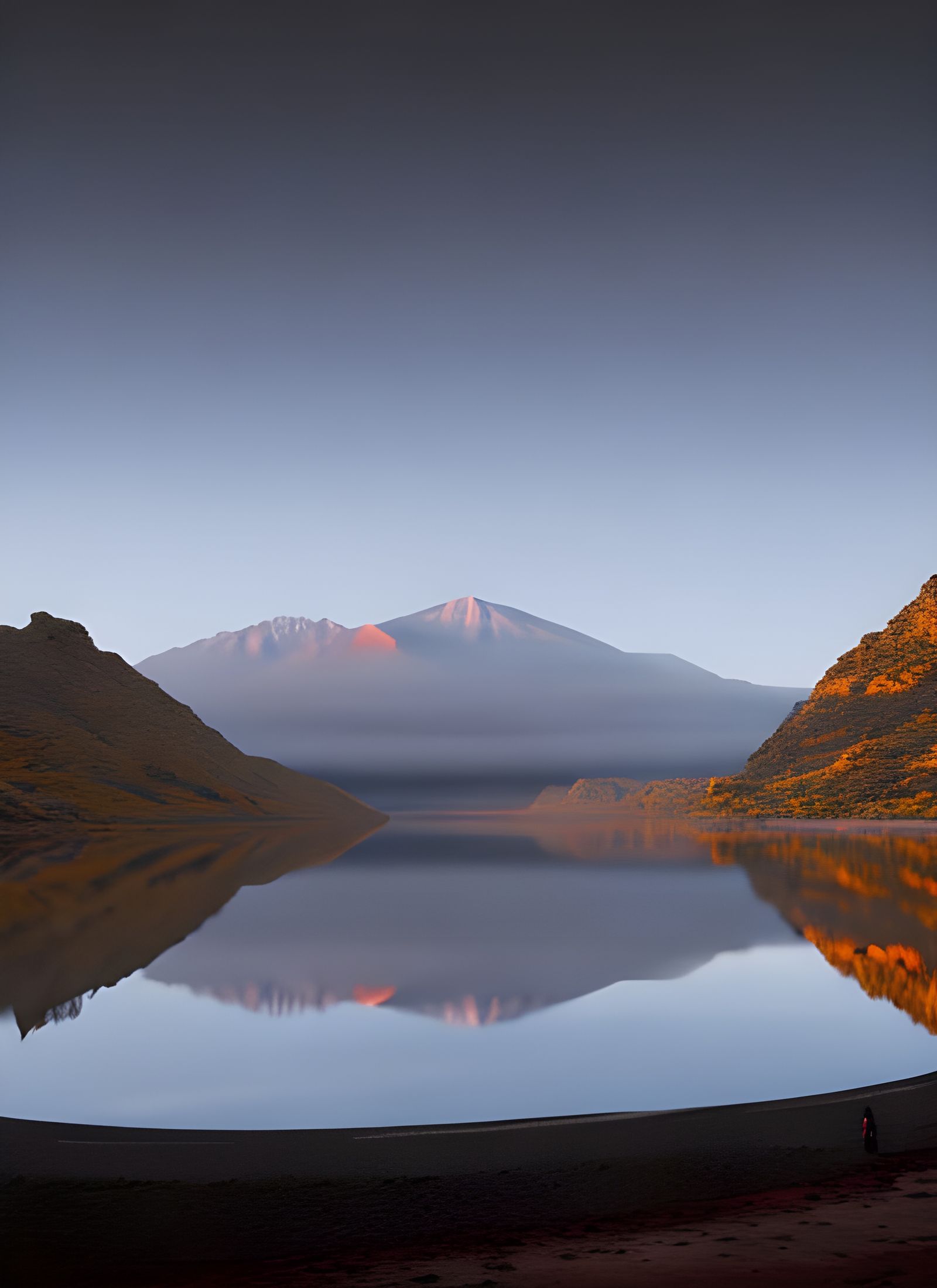 Serene Lake: Surreal 3D Render with Magical Particles