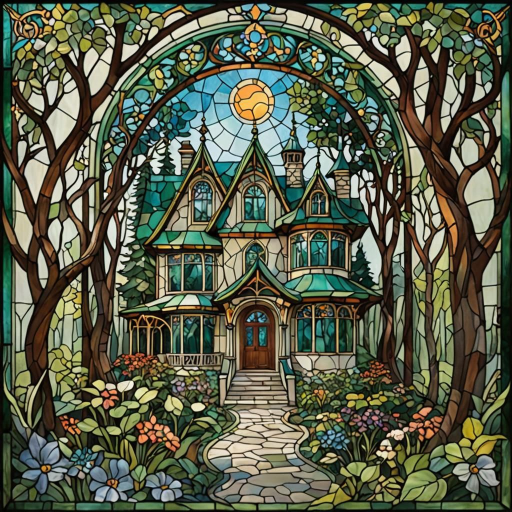 Art Nouveau House with Stained Glass Windows