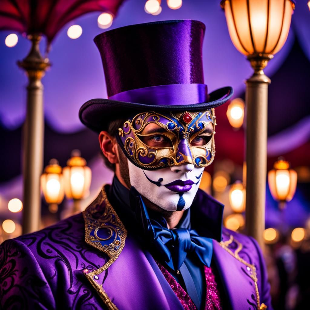Mysterious Ringleader in Venetian Mask, Baroque Style