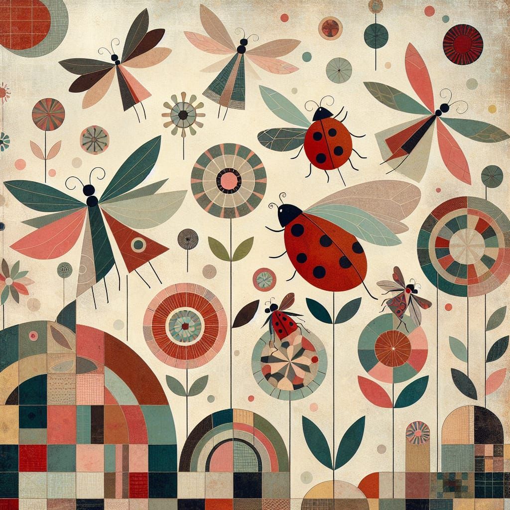 Whimsical Fairies in Folk Art Style