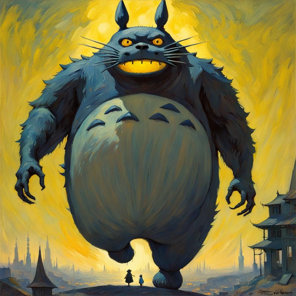 Prehistoric Flying Totoro: A Post-Impressionist Horror